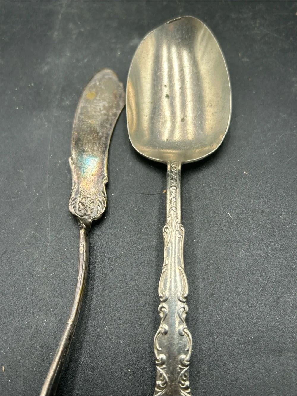 Ornate Silver plate Serving Spoon and butter Spreader